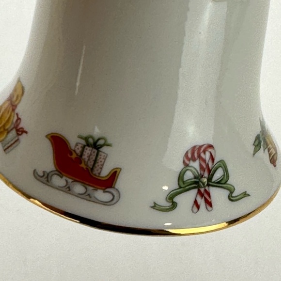 Lenox Porcelain Pere Noel Bell Santa Bag of Toys Holding Stocking And Candy Cane - Picture 7 of 13